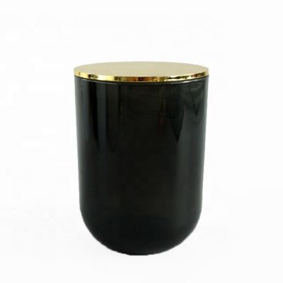 11oz shiny dark green glass candle holder with zinc alloy lid 
