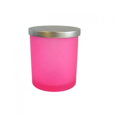 Wholesale elegant 13oz pink customized scented soy Candle glass Jar with gold siver metal tin lid