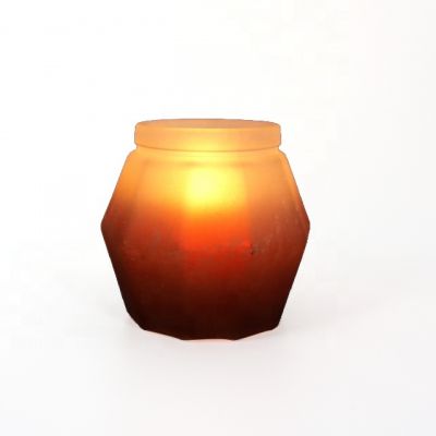 New design vintage candle holder gradually changing 400ml frosted candle vessel glass