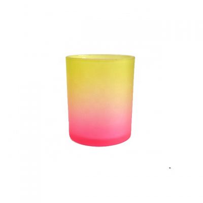 wholesale promotion frosted iridescent 7oz glass candle holder set
