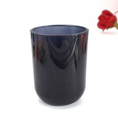 hot sale cheap wedding decor 325ml dark blue candle holder glass 