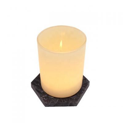new arrive pale yellow flat bottom votive glass candle jar