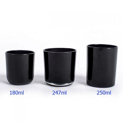 Wholesale empty 180ml 250ml black glass candle jars 