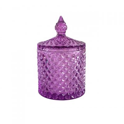 purple domed glass candle cloche jar