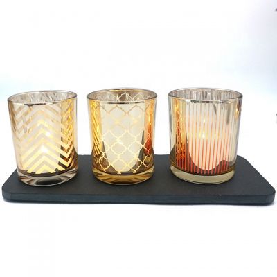 rose gold cylinder glass candle holder and jar