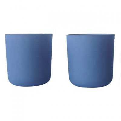 matte color glass candle holder candle jar smoke grey glass candle cup 8.5oz and lids