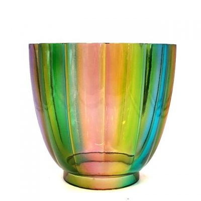 wholesale elegant rainbow glass dome shade large ribbed glass candle jar and container