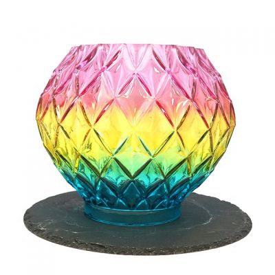 Vintage huge Glossy Ribbed Heavy Glass Lamp Shade