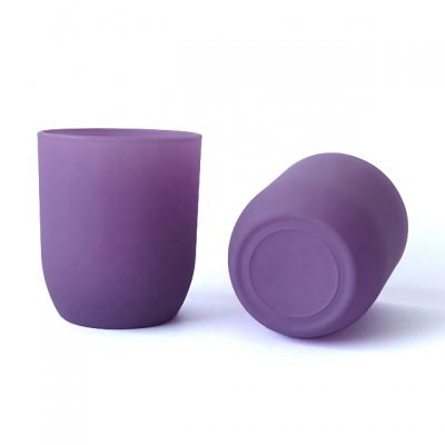 custom frosted empty glass candle jar purple glass candle holder 6oz wholesale