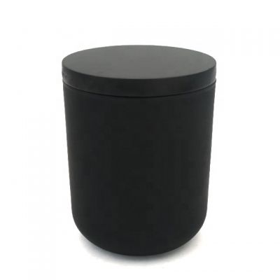 wholesale matte black 13oz glass candle jar candle holder and black wood lid