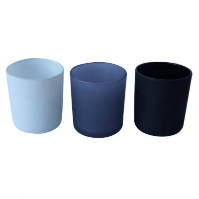 Hot sale empty glass candle jar matte black white grey popular glass candle container