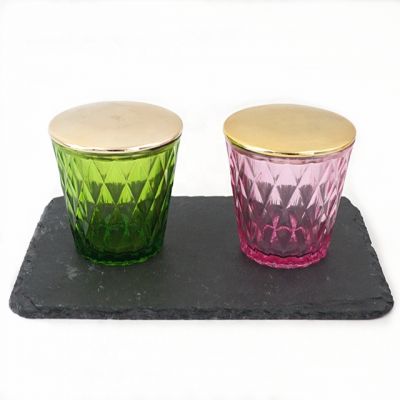 Christmas Geo Cut Heat Resistant Glass Candle Jar 5oz With Lid