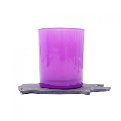 shiny purple colored home decoration round bottom glass candle tumbler