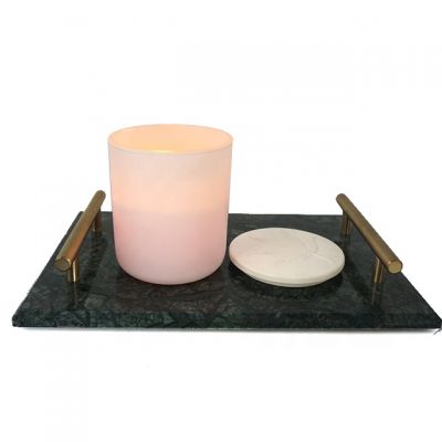 High Quality Matte Black White glass candle jar frosted candle cup and ceramic lids