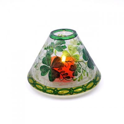 Crackle Glass Candle Shade Chandelier Lamp Shade With Leaf Decor 