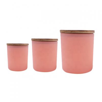 Professional cheap 13oz glass candle vessel pink glass honey jar and sealed lid