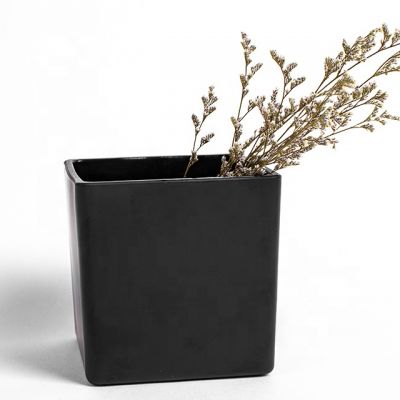 Yes Handmade and Glass Material matt black square candle jar