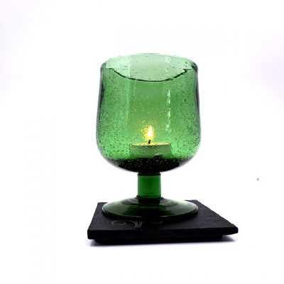 2019 new product green glass candle holder