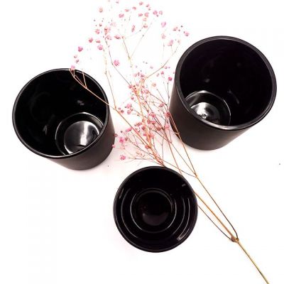 2018 best selling 8oz 13oz and 16oz matte black glass candle holder