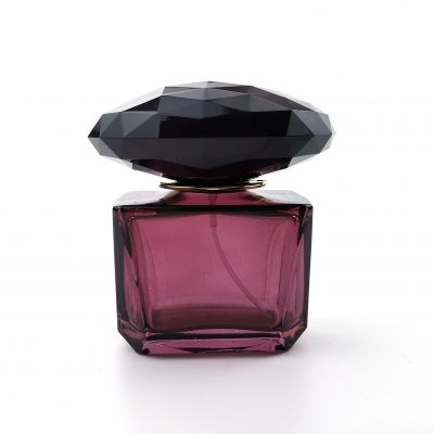 High quality luxury purple perfume atomizer 80ml glass perfume bottle with box