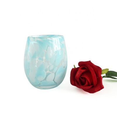 12oz 13oz 14oz 15oz 16oz 17oz Unique Colorful White and Blue Spots Big Glass Candle Jars