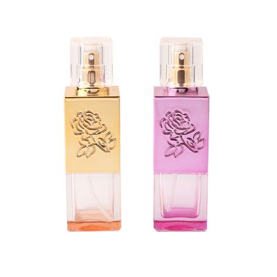 30ml Multiple colors rose pattern buckle transparent glass perfume bottle 