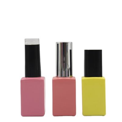 Wholesale 11ml square empty custom gel nail polish glass bottle with cap and brush