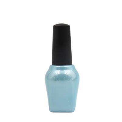 Custom unique 13.5ml blue empty nail polish glass bottle with brush and cap