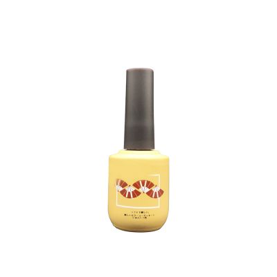 Cylindrical Yellow Customized 15ml Nail Polish Bottle White Nail Gel Glass Bottle With Brush Cap