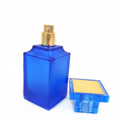 50ml spray bottle square blue or black perfume bottle can be customized logo