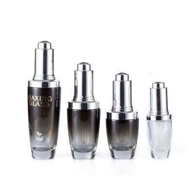 15 20 30 50 ml essential oil cosmetic packaging flat shoulder black glass dropper bottle with pipette for serum