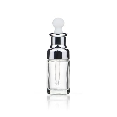 Transparent Bottle essential oil glass bottle 10ml 30ml perfume glass bottle with silver dropper wholesale