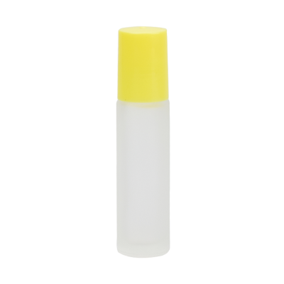 5ml 10ml 15ml frosted roller bottle with light yellow color plastic lid 