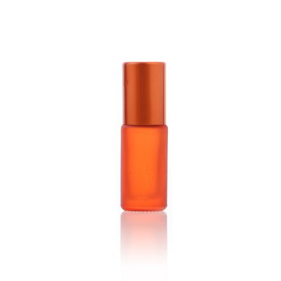 Whosale 5ml orange roller glass bottle perfume essential oil Customize colourful Cosmetic Bottle 