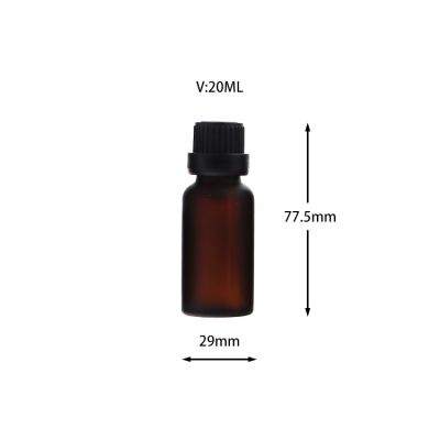 Essential oil bottle 20ml amber frosted glass dropper bottles with child proof cap