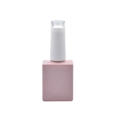 custom pink glass nail lacquer bottle 8ml uv gel nail polish bottle with brush and plastic cap 