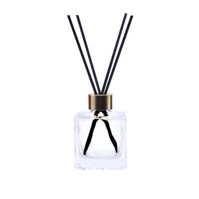 Square Clear Aroma Diffuser Black Sticks Glass Bottle