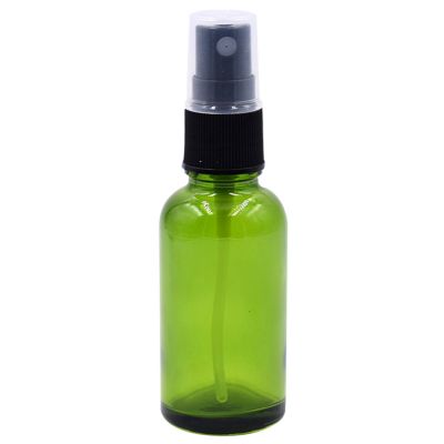 empty packaging bottles serum refillable bottle round shoulder face mist bottle 30ml 50ml green spray bottle with black sprayer 
