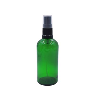 skin care packaging 120ml 200ml glass bottle green round shape 250ml glass bottle cleaning spray bottle with black sprayer