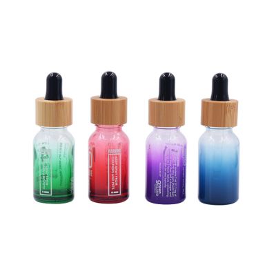 bamboo serum bottles gradient green color 30ml dropper bottle 1oz round shape glass bottle for essential oils