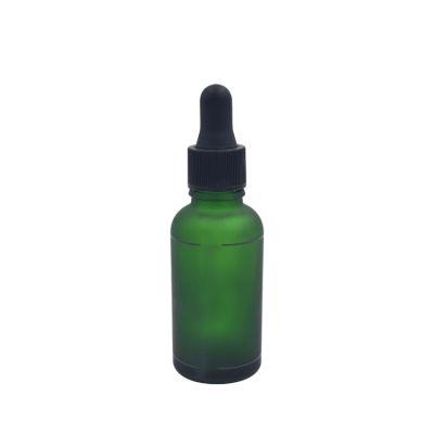 packaging containers green frosted glass empty bottle serum 30ml 50ml calibrated glass dropper with black plastic dropper