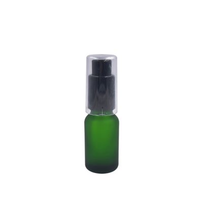 custom glass lotion bottles round shape green glass bottles frosted 10ml 15ml 20ml oil pump bottle for gel