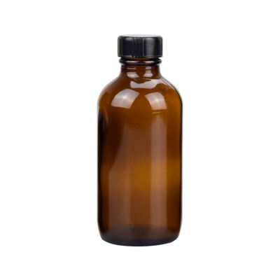 cosmetic packaging containers boston bottle round amber lotion bottle 4oz 120ml bottle with black screw plastic cap