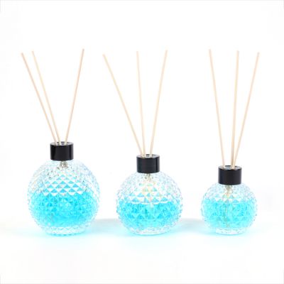 200ml decorative round reed embossed diffuser glass bottle 