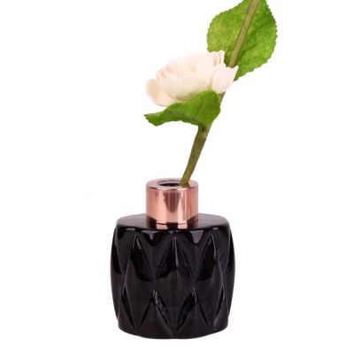 Wholesale 50ml reed glass diffuser bottle black with screw off cap