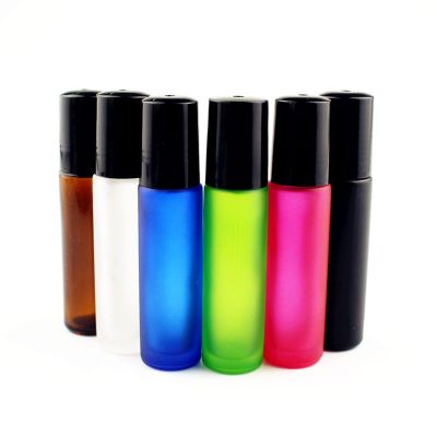 10g Frosted Glass Essential Oil Bottle with Natural Gemstone Roller Ball Empty Refillable Perfume Bottles Liquid Roll On 