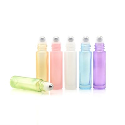 pearl light glass roll on bottle 10ml steel roller ball aluminum cap roller essential oil bottle 