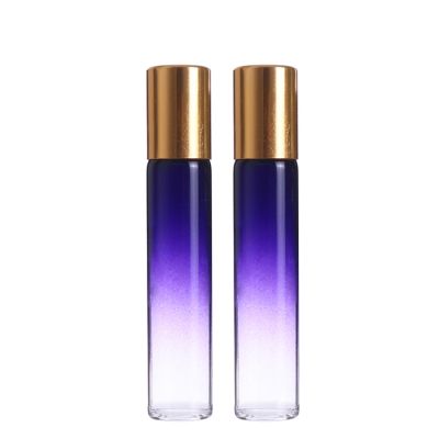 10ml Gradient purple Colored Glass Roll On Bottles with Steel Rollers for perfume or eye cream