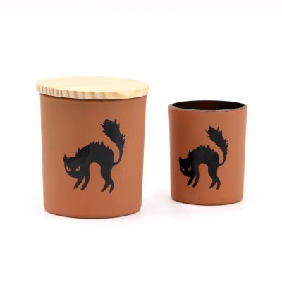 Decorative Candle Jar with Lid Luxury Brown Candle Glass Jar