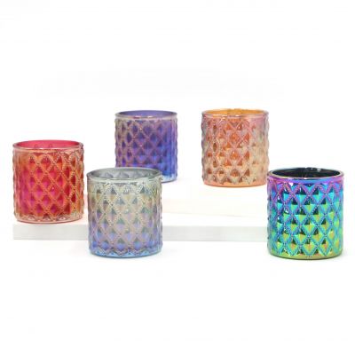 Wholesale Iridescent Luxury Glass Candle Jar for Candle Making